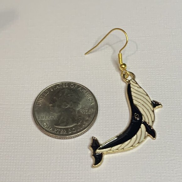 Whale Earring, Gift Idea, Silly Animal Earring, Whale Jewelry, Nautical Earring - Picture 2 of 4